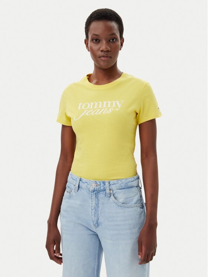 Tommy Jeans T-Shirt Essential DW0DW19447 Żółty Slim Fit