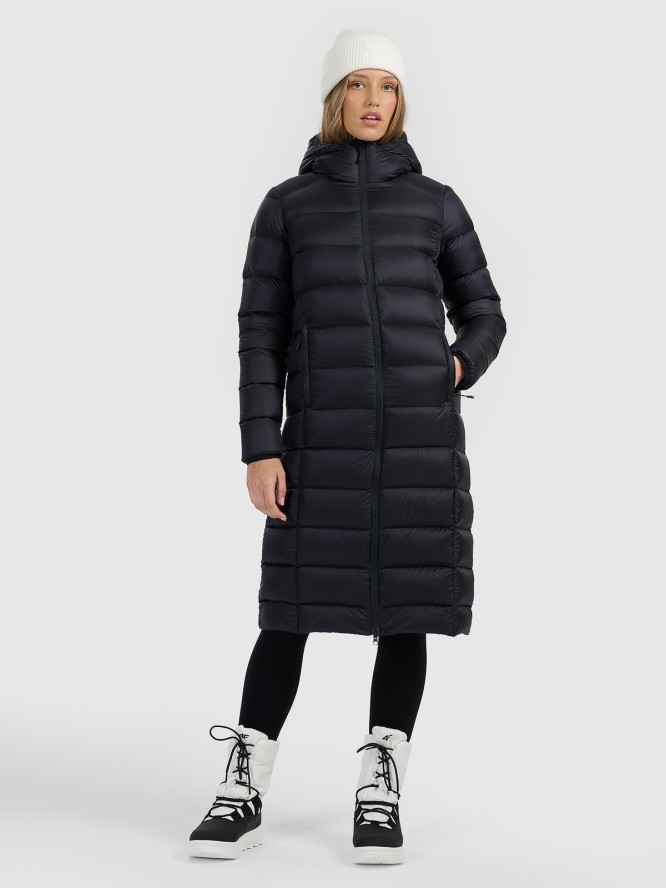 4F Płaszcz puchowy z wypełnieniem naturalnym damski - czarny L