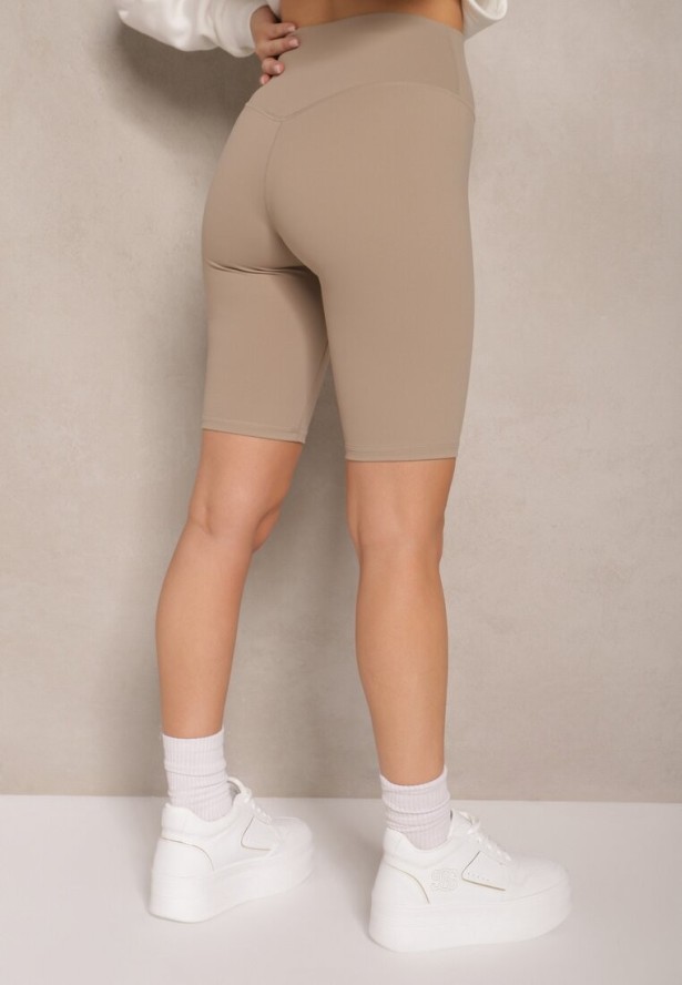 Beżowe Szorty Kolarki High Waist Basalla