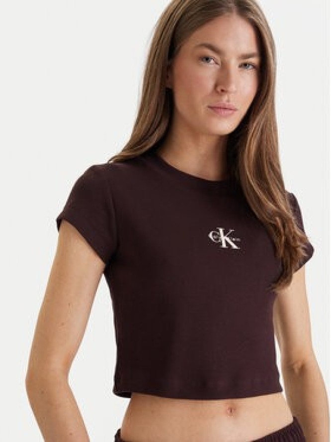 Calvin Klein Jeans T-Shirt LV047AB802 Brązowy Slim Fit