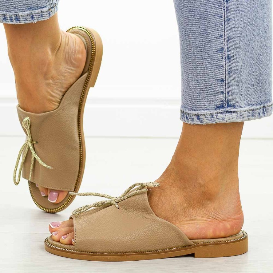 Taupe Polskie klapki damskie Suzana Sev