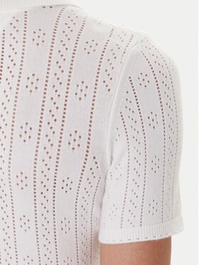 Tommy Jeans Sukienka dzianinowa Pointelle DW0DW20874 Écru Slim Fit