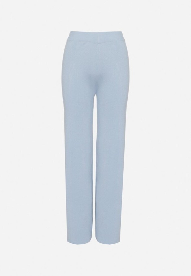 Niebieskie Spodnie z Wiskozą o Szerokim Kroju Erariela