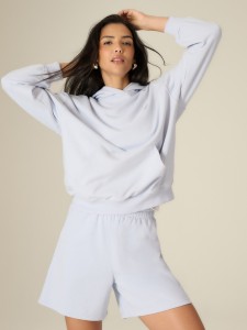 4F Bluza dresowa loose z kapturem damska - niebieska S