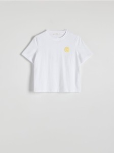 T-shirt z drobnym haftem - złamana biel