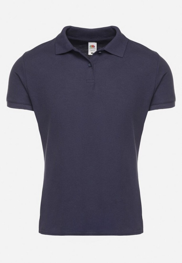 Granatowy T-shirt Polo z Bawełną Fodelira