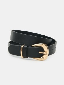 Pasek ze złotą klamrą - czarny