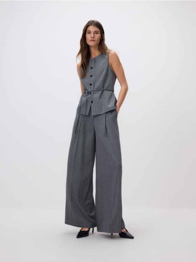 Szerokie spodnie w paski - ciemnoszary