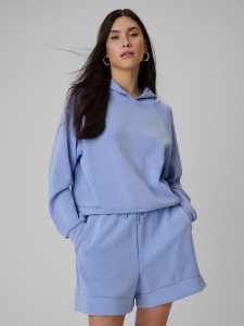 4F Bluza dresowa regular z kapturem damska - granatowa M