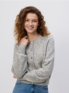 Kardigan z ozdobnymi guzikami - jasnoszary