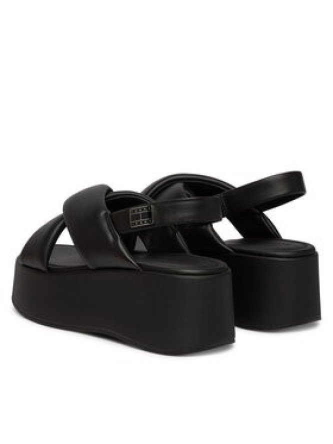 Tommy Jeans Sandały Padded Strap Wedge Sandals EN0EN02946 Czarny