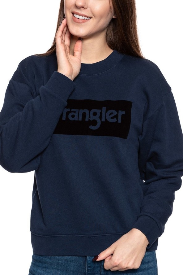 BLUZA WRANGLER HIGH RIB RETRO SWEAT NAVY W6N0HA114 112130760