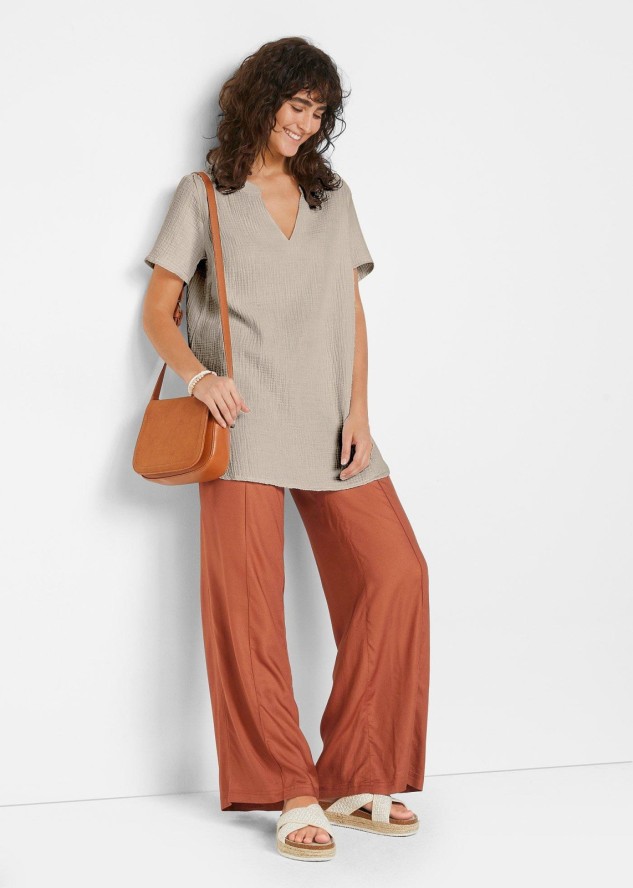 Długa tunika muślinowa z czystej bawełny