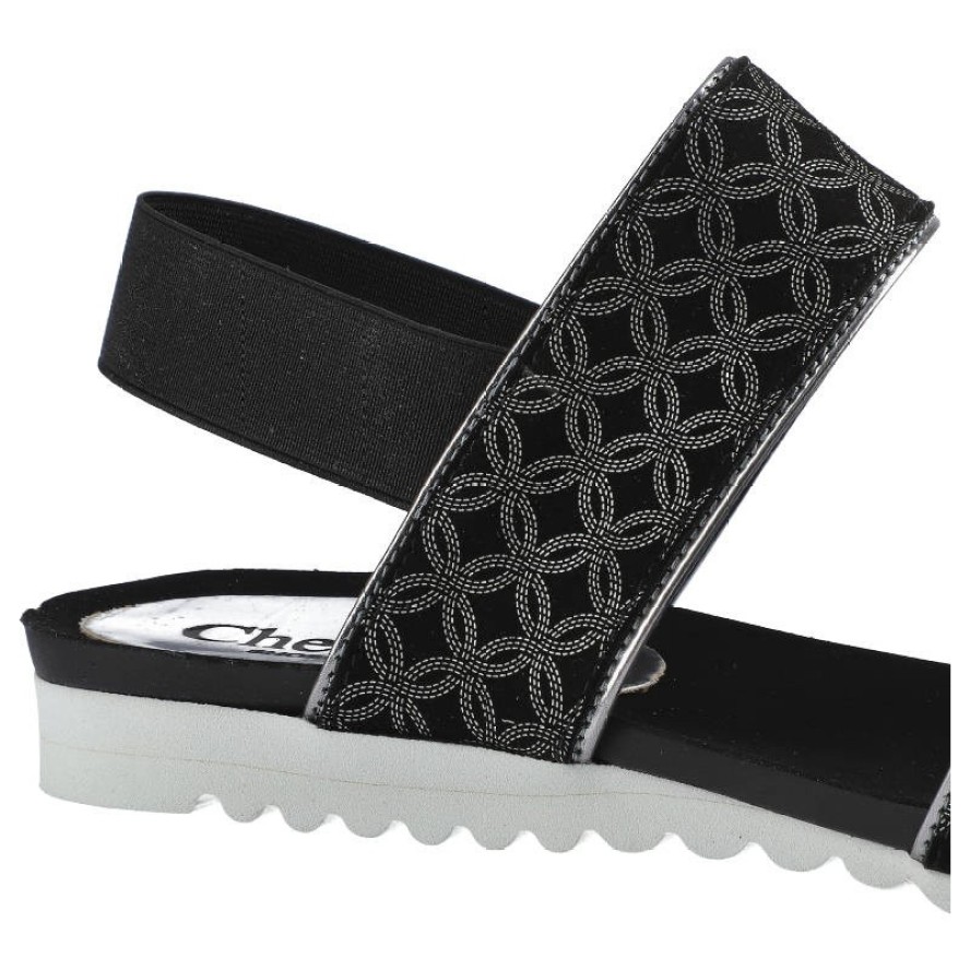 Sandały damskie Chebello, wsuwane i na płaskiej podeszwie, czarne, B509