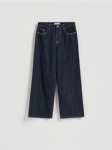 Jeansy baggy w prążek - granatowy