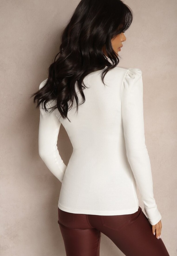 Biała Prążkowana Bluzka z Bawełny z Metaliczną Ozdobą Esamoria