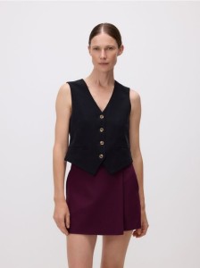 Spódnico-szorty z wiskozą - mahoniowy