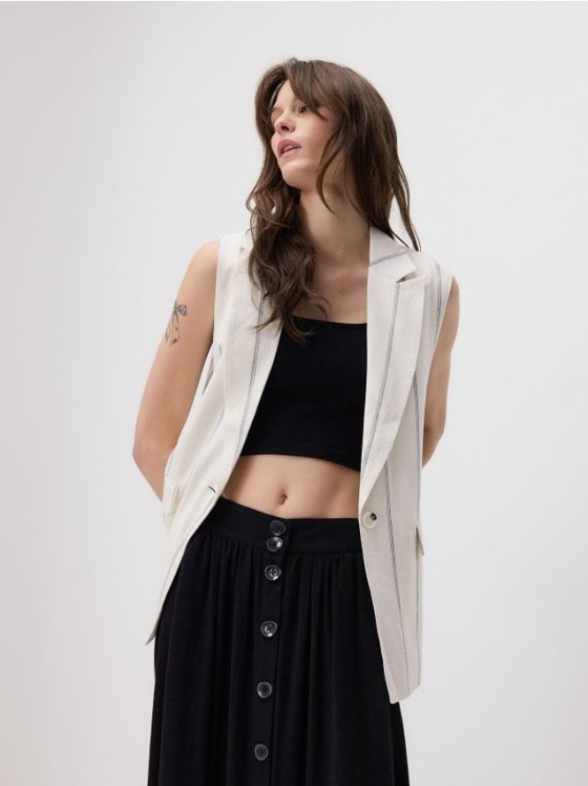 Spódnica z dodatkiem lnu - czarny