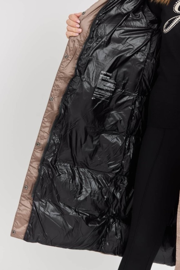 HETREGO Beżowy damski puchowy płaszcz Karen Woman Quilted Coat, Rozmiar 38 EU - 42 IT