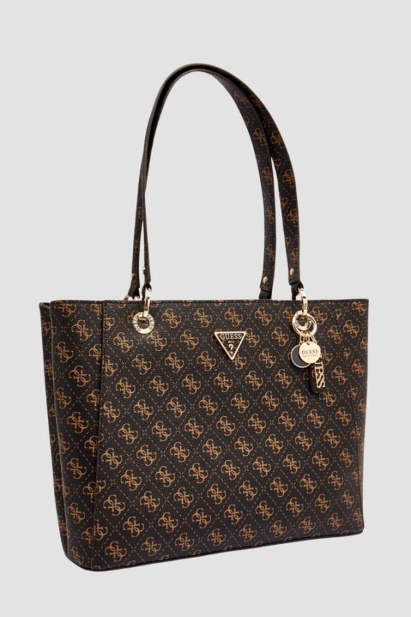 GUESS Brązowa damska shopperka logowana Noelle Tote