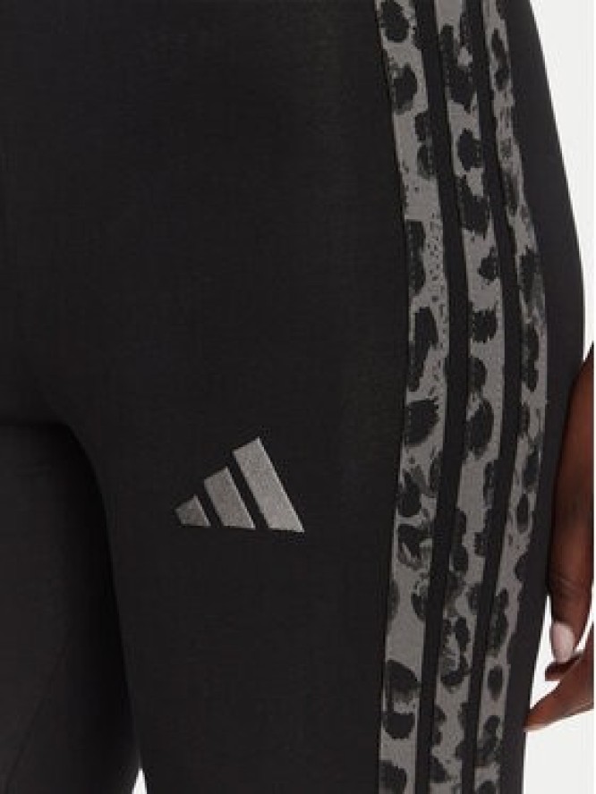 adidas Legginsy Seasonal Essentials Print 3-Stripes KS7984 Czarny Slim Fit