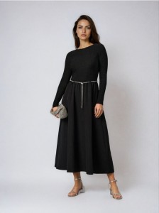 Sukienka z paskiem - czarny