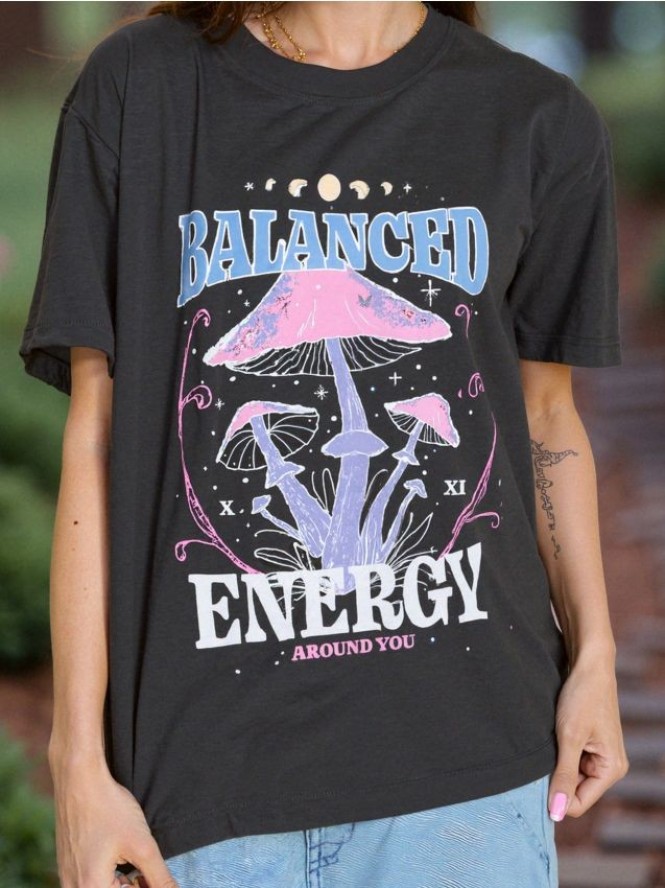 Koszulka oversize z nadrukiem - szary