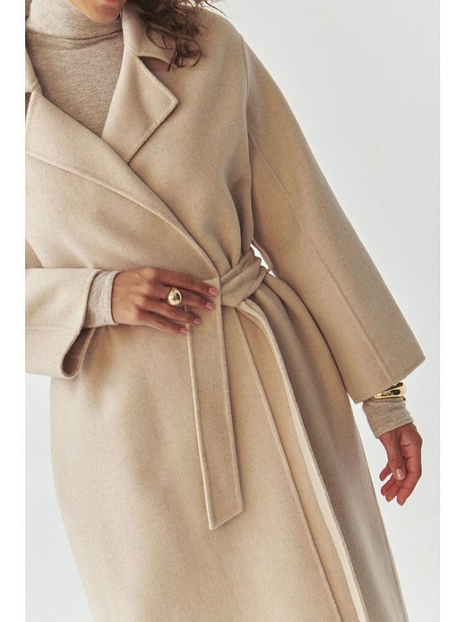 TATUUM Wełniany płaszcz w kolorze beżowym rozmiar: L