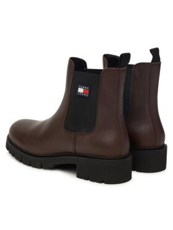 Tommy Jeans Sztyblety Tjw Chelsea Leather Boot EN0EN02825 Brązowy