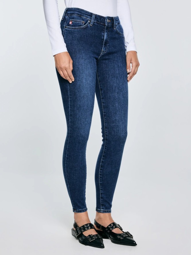 Jeansy damskie push up z wysokim stanem granatowe Melinda High Waist 517