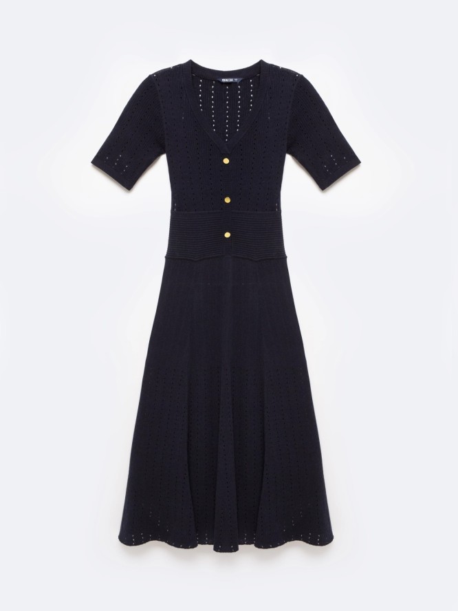 Sukienka damska midi sweterkowa granatowa Adalina 403