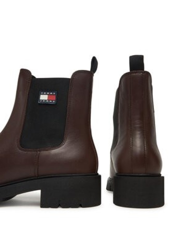Tommy Jeans Sztyblety Tjw Chelsea Leather Boot EN0EN02825 Brązowy