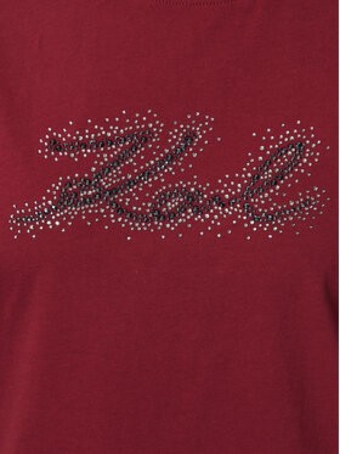 KARL LAGERFELD T-Shirt Rhinestone B4W17048 Czerwony ciemny Relaxed Fit