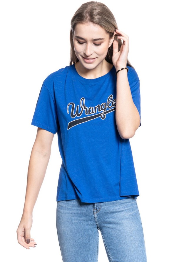 T-SHIRT DAMSKI WRANGLER DRAPE TEE COBALT BLUE W7P7F6B09 112132065