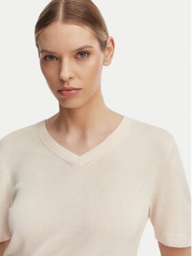 Calvin Klein Sweter LV044F323G Kremowy Regular Fit