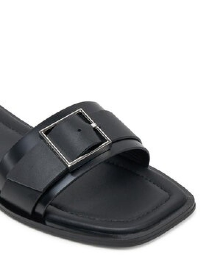 Calvin Klein Klapki Flat Slide W/Buckle - Lth HW0HW02490 Czarny