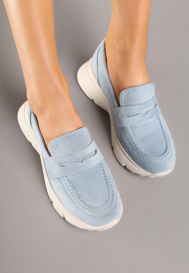 Niebieskie Półbuty w Stylu Mokasynów na Platformie Viandis