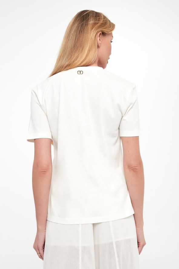 T-shirt damski z haftem TWINSET