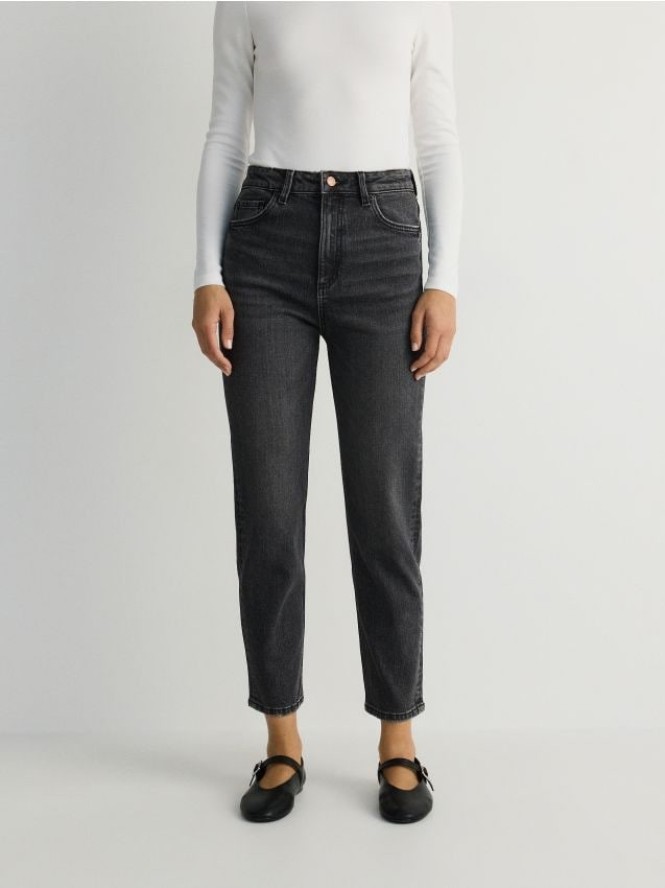 Jeansy mom fit - szary