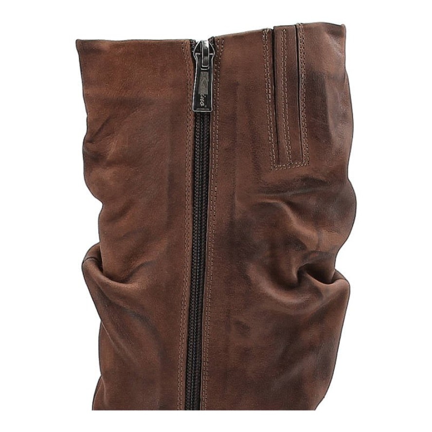 Kozaki damskie Karino, eleganckie na wysokim obcasie, ciemnobrązowe, 0670-015-M