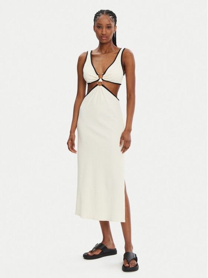 Seafolly Sukienka letnia Beach Bound 55111-DR Écru Slim Fit