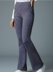 Wzorzyste spodnie flare - niebieski