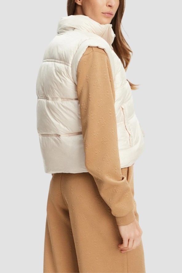 GUESS Beżowa damska kamizelka Padded Vest, Rozmiar S