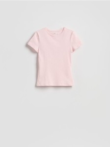 Bawełniany t-shirt slim fit - pastelowy róż