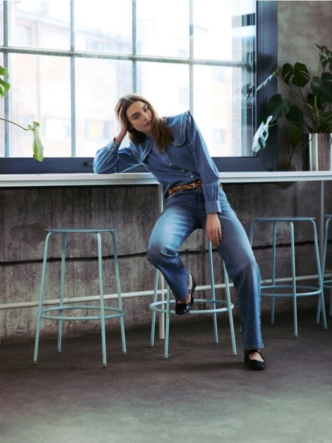 Jeansy straight leg - niebieski