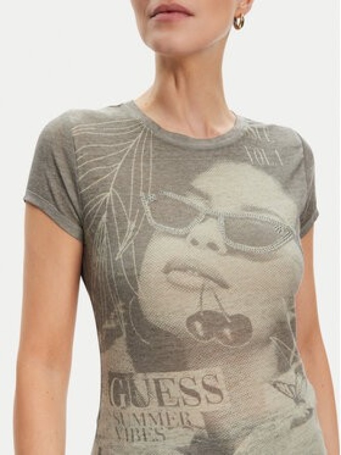 Guess T-Shirt W5YI36 KBYH0 Zielony Regular Fit