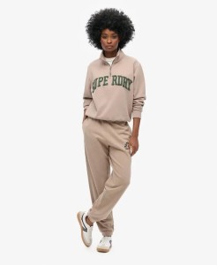 superdry Spodnie Athletic Boyfriend Jogger z bawełny – Cobblestone Grey
