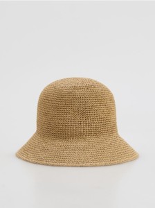 Słomkowy kapelusz bucket - kremowy