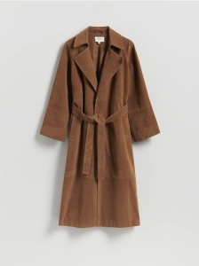 Trencz z imitacji zamszu - brązowy