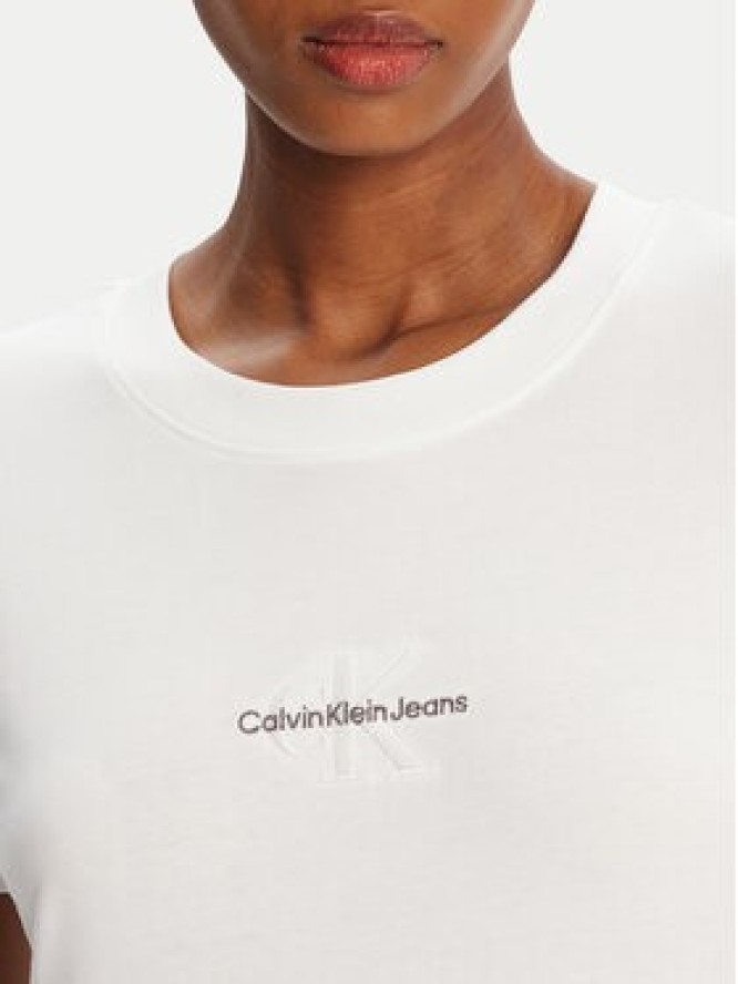 Calvin Klein Jeans T-Shirt Monologo J20J223563 Biały Slim Fit